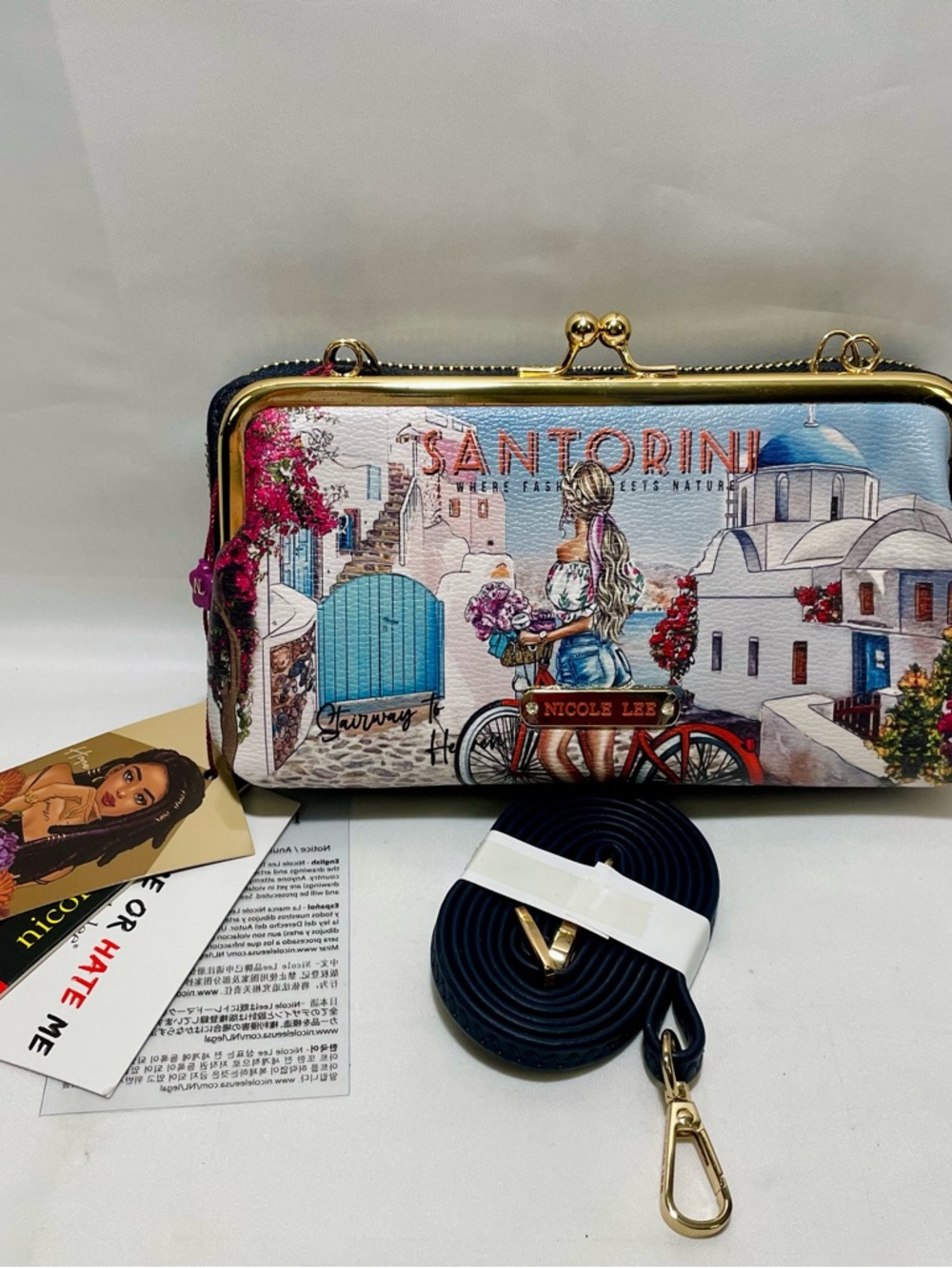 Nicole Lee "Stairway to Heaven" Signature Kiss Lock Crossbody Wallet, NWT - Picture 1 of 13